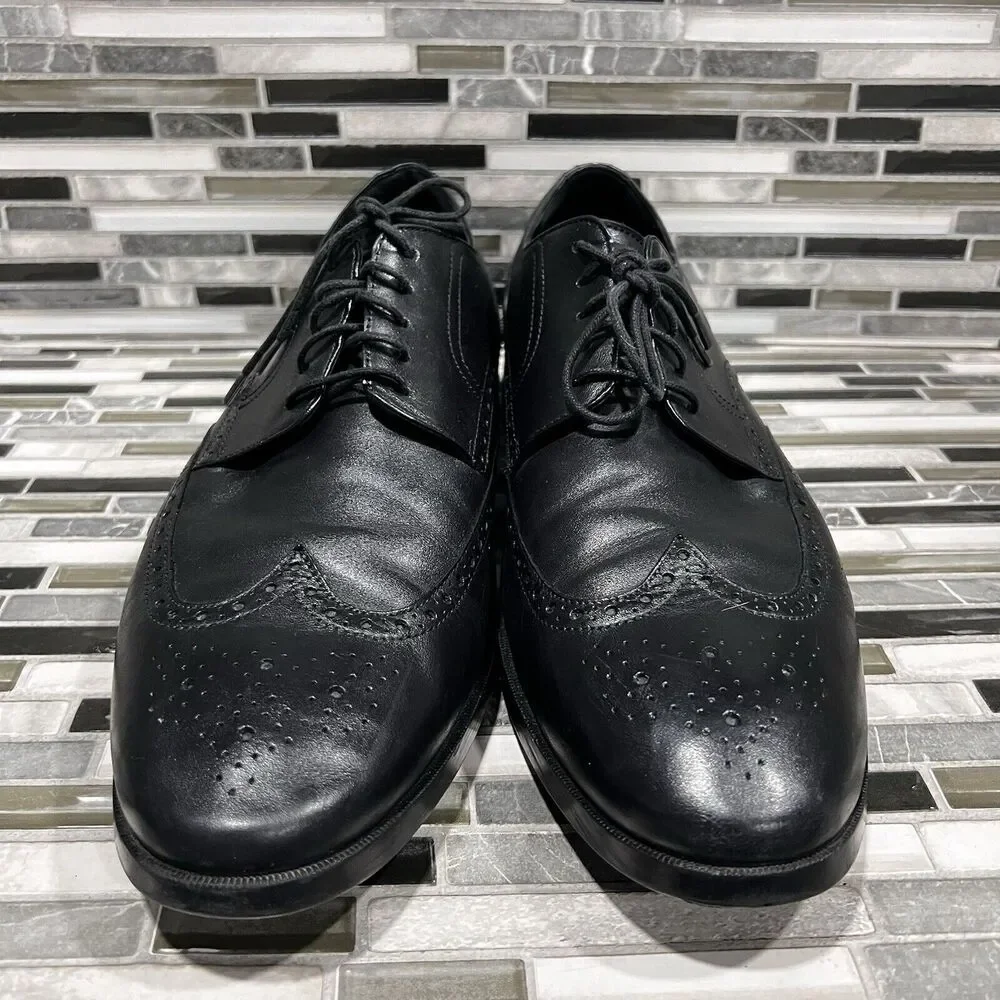Cole Haan Grand OS C23793 Jefferson Leather Black‎ Wingtip Shoes Mens Size 13 M